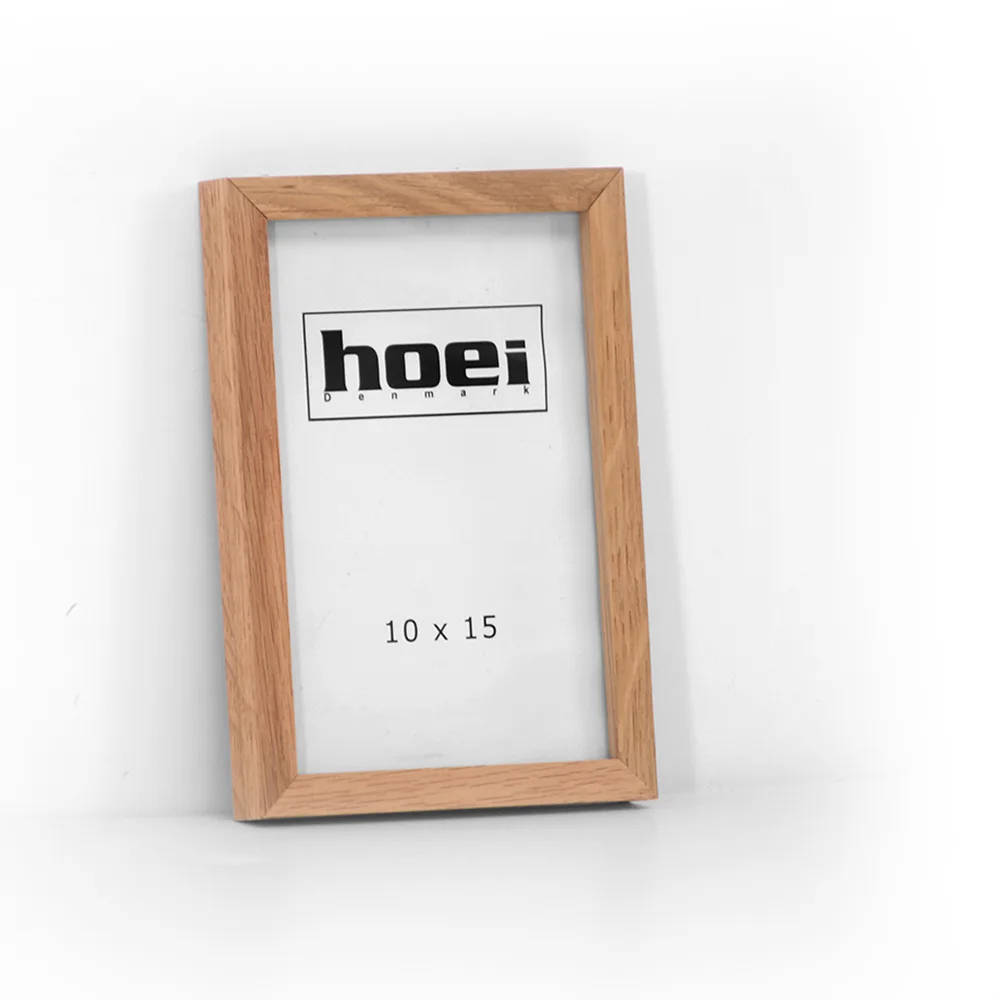 Massiv egetræsramme 10x15 cm med glas og bagstøtte