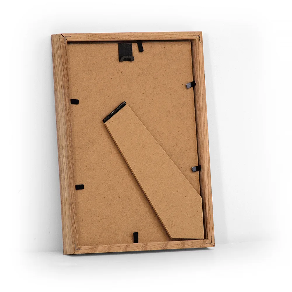 Elegant massiv egetræsramme13x18 cm, med glas og bagstøtte