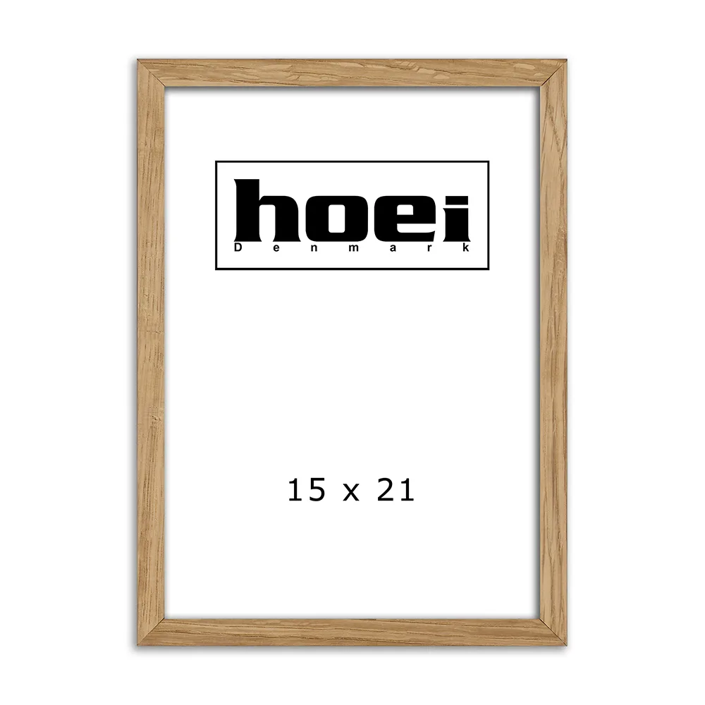 Stilfuld træramme i massiv eg, med glas og ophæng 15x21 A5