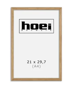 Elegant træramme i massiv eg 21x29,7 cm A4 med almindelig glas
