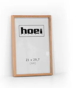Elegant træramme i massiv eg 21x29,7 cm A4 med almindelig glas