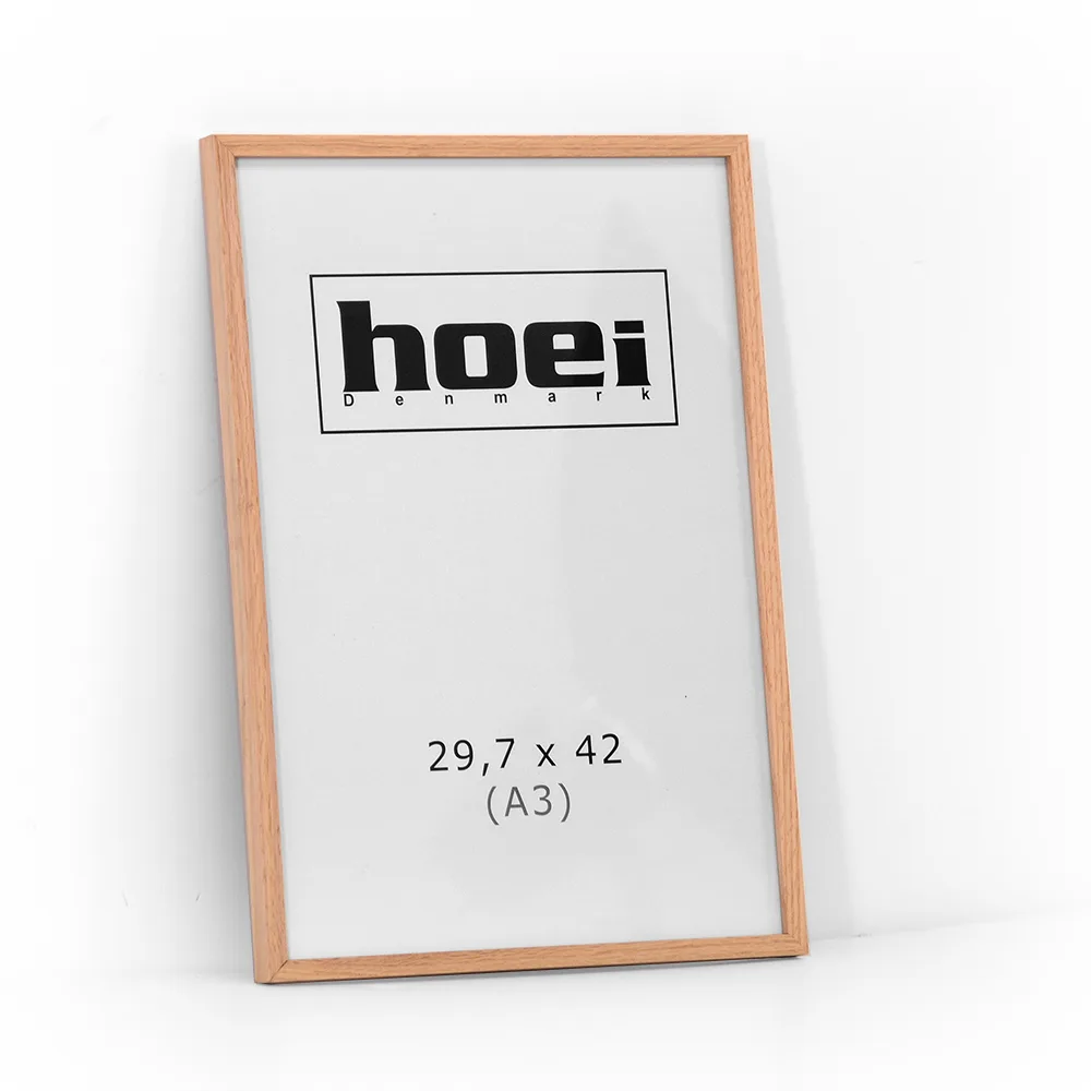 Elegant træramme i massiv eg 29,7x42 cm A3 med alm. glas