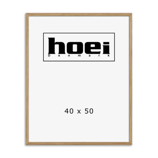 Flot massiv egetræramme i 40x50 cm med almindelig glas