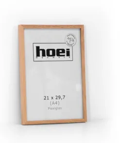 Elegant træramme i massiv eg 21x29,7 cm A4 med almindelig glas