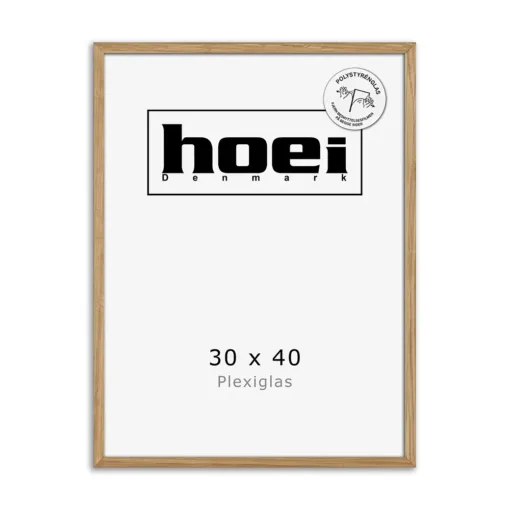 Elegant træramme i massiv eg 29,7x42 cm A3 med plexiglas