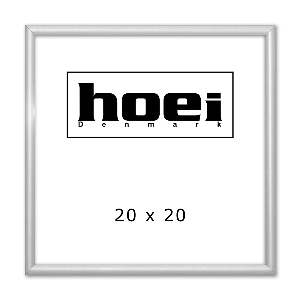 Kvadratisk mat sølvramme i aluminium 20x20 cm.