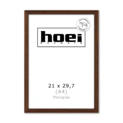 Mørk massiv egetræ ramme plexiglas 21x29 A4