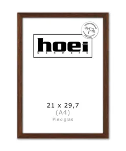 Mørk massiv egetræ ramme plexiglas 21x29 A4