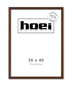 Mørk massiv egetræ ramme plexiglas 30x40