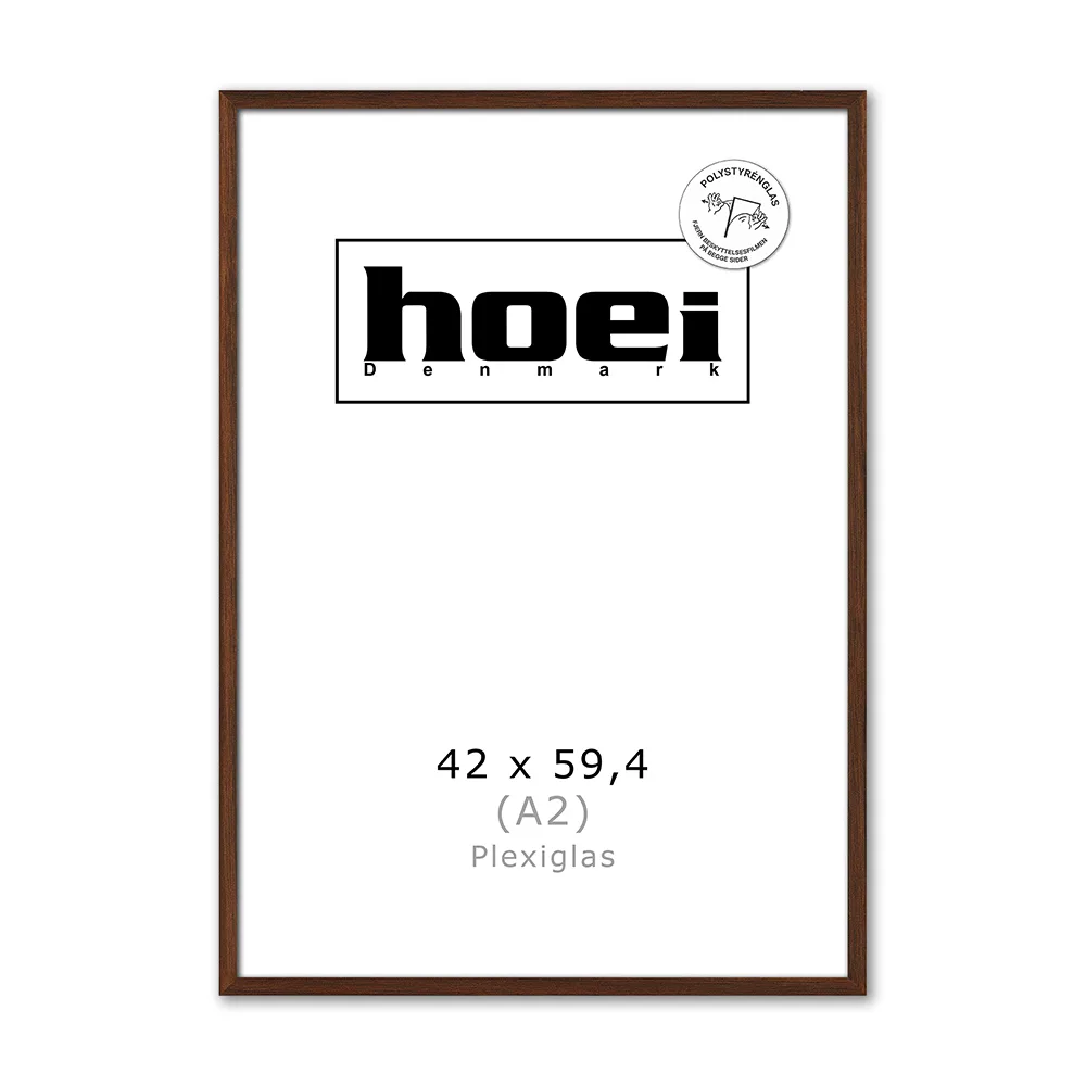 Mørk massiv egetræ ramme plexiglas 42x59,4 A2