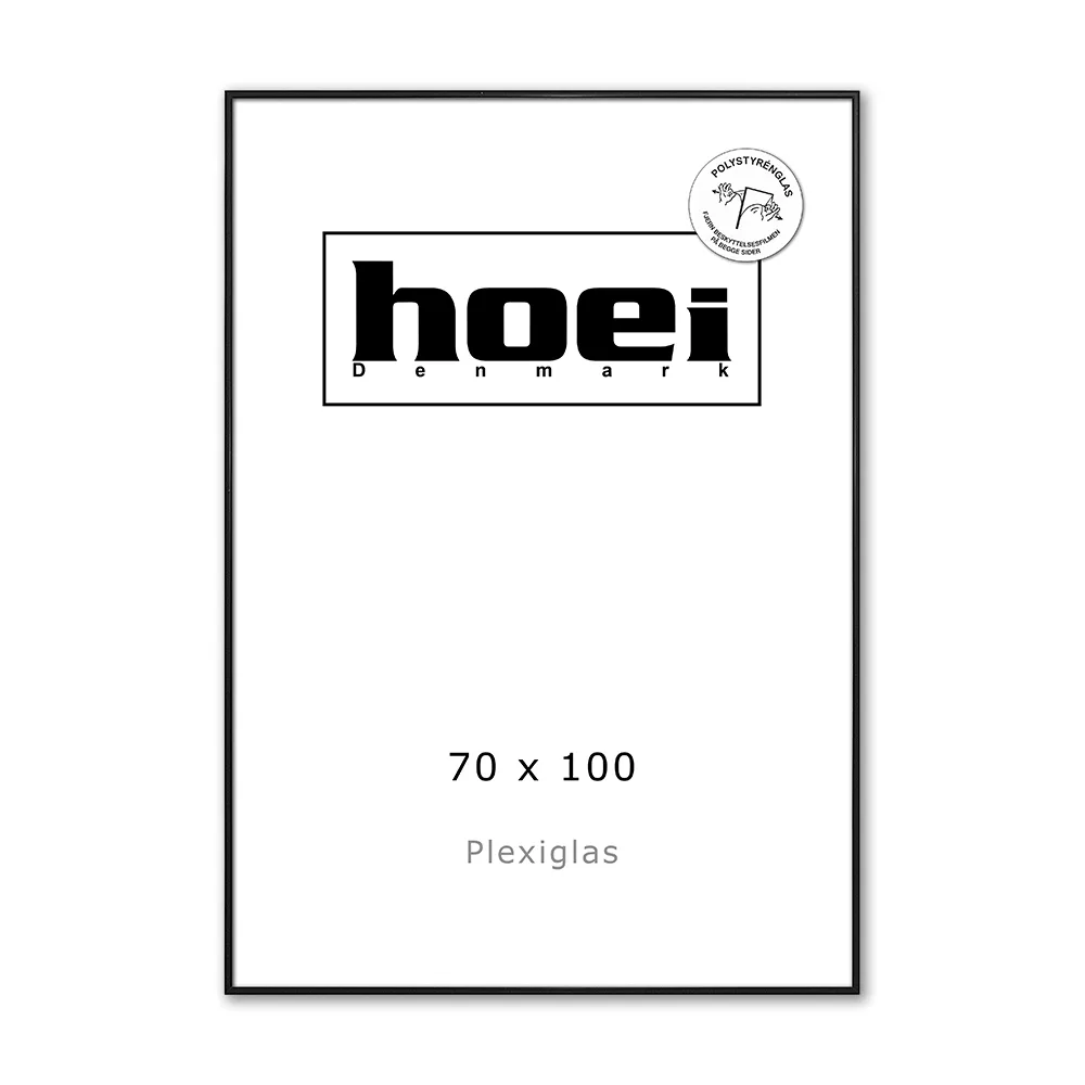 Sort aluminiumsramme70x100 cm med plexiglas