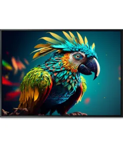 Colored abstract bird of paradise on a black background. Image c