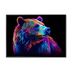 A Colorful bear painting on a black background. Created with gen