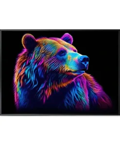 A Colorful bear painting on a black background. Created with gen
