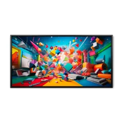 dynamic back to school background with a burst of colorful geometric shapes and symbols representing different academic subjects. Generative Ai