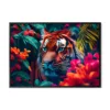 Tiger in the jungle. Tropical floral seamless background with T