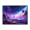 Space landscapes and planets in purple color. AI generated