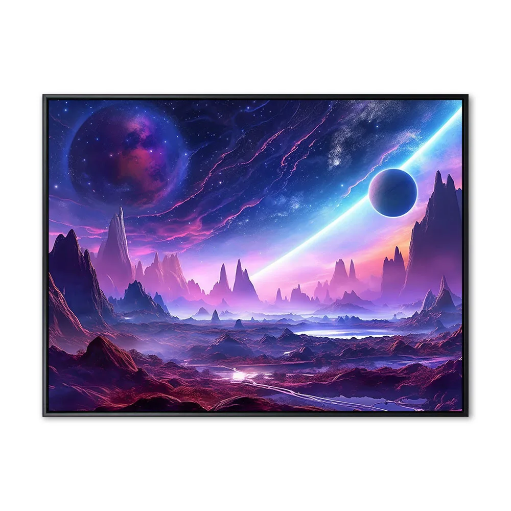Space landscapes and planets in purple color. AI generated Space landscapes and planets in purple color. AI generated