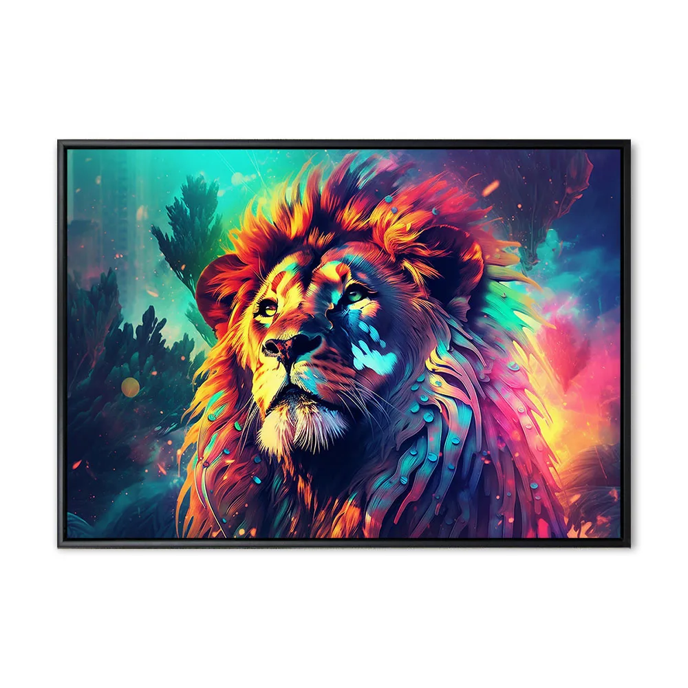 Vibrant and bright and colorful animal portrait poster. AI generated
