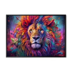 Vibrant and bright and colorful animal portrait poster. AI generated