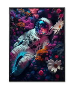 astronaut laying in flowers and dreaming Generative AI