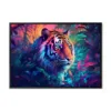 Vibrant and bright and colorful animal portrait poster. AI generated