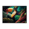 Colored abstract bird of paradise on a black background. Image c