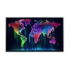 Abstract world map with colorful lights on dark background. Vect