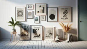 A2 rammer på billedvæg med andre billedrammer