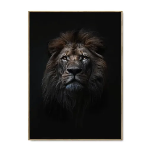 Galleri lærredsprint Lion of the night Ege svæveramme