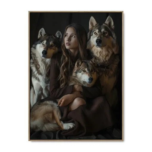 Galleri lærredsprint Wolf Whisperer EGE svæveramme