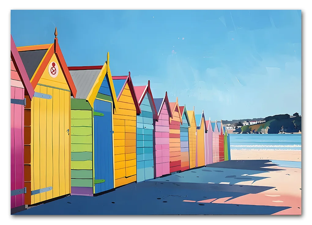 Beach Huts in Color Plakat
