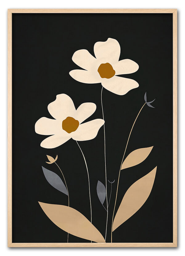 Cream Petals on Black Eg