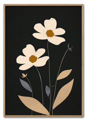 Cream Petals on Black Massiv Eg