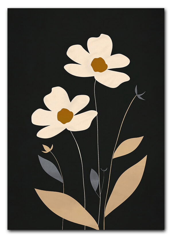 Cream Petals on Black Plakat