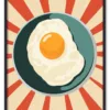 Vintage Breakfast Art Poster breakfast food egg. AI generated Im