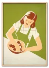 Woman cooking, vintage character illustration. Remixed by rawpi