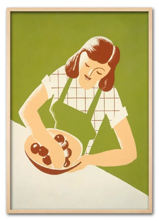 Woman cooking, vintage character illustration. Remixed by rawpi