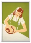 Woman cooking, vintage character illustration. Remixed by rawpi