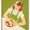 Woman cooking, vintage character illustration. Remixed by rawpi