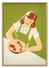 Woman cooking, vintage character illustration. Remixed by rawpi