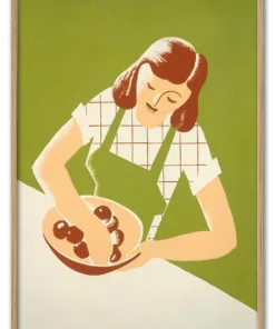 Woman cooking, vintage character illustration. Remixed by rawpi