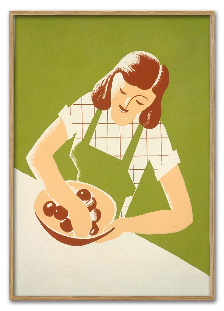 Woman cooking, vintage character illustration. Remixed by rawpi