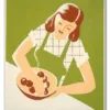 Woman cooking, vintage character illustration. Remixed by rawpi