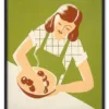 Woman cooking, vintage character illustration. Remixed by rawpi