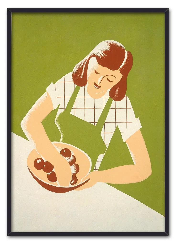 Woman cooking, vintage character illustration. Remixed by rawpi