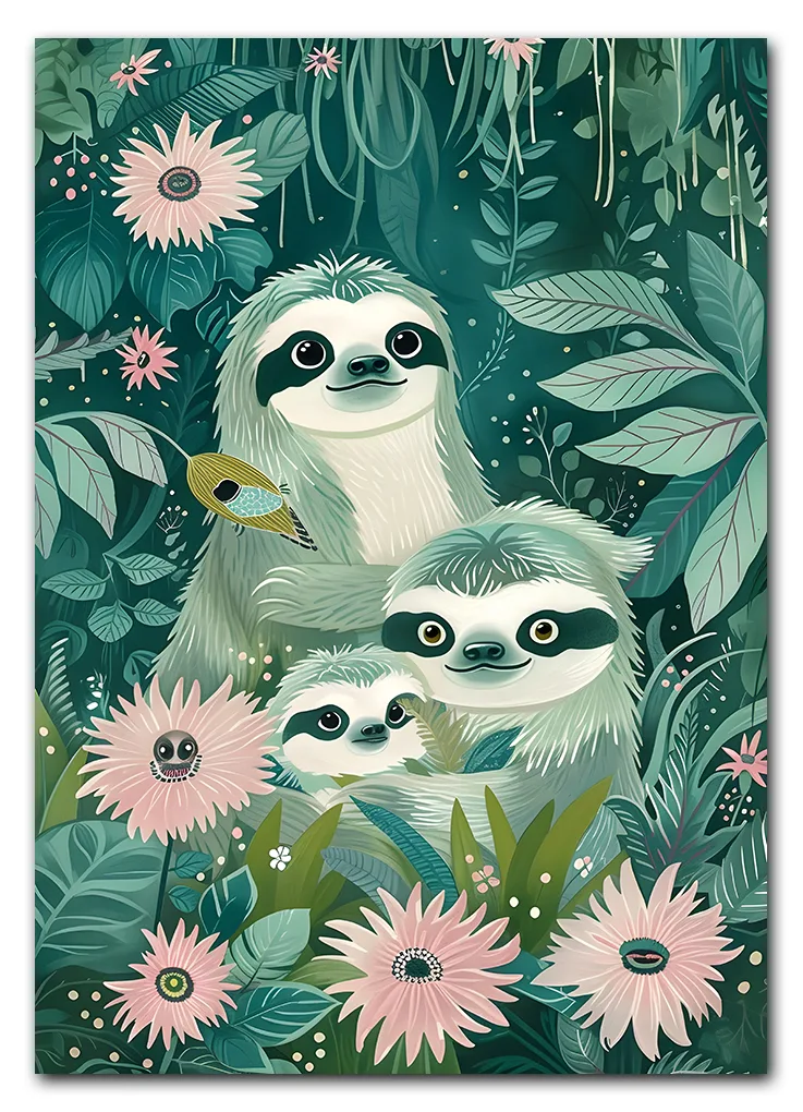 Jungle Sloth Family Plakat