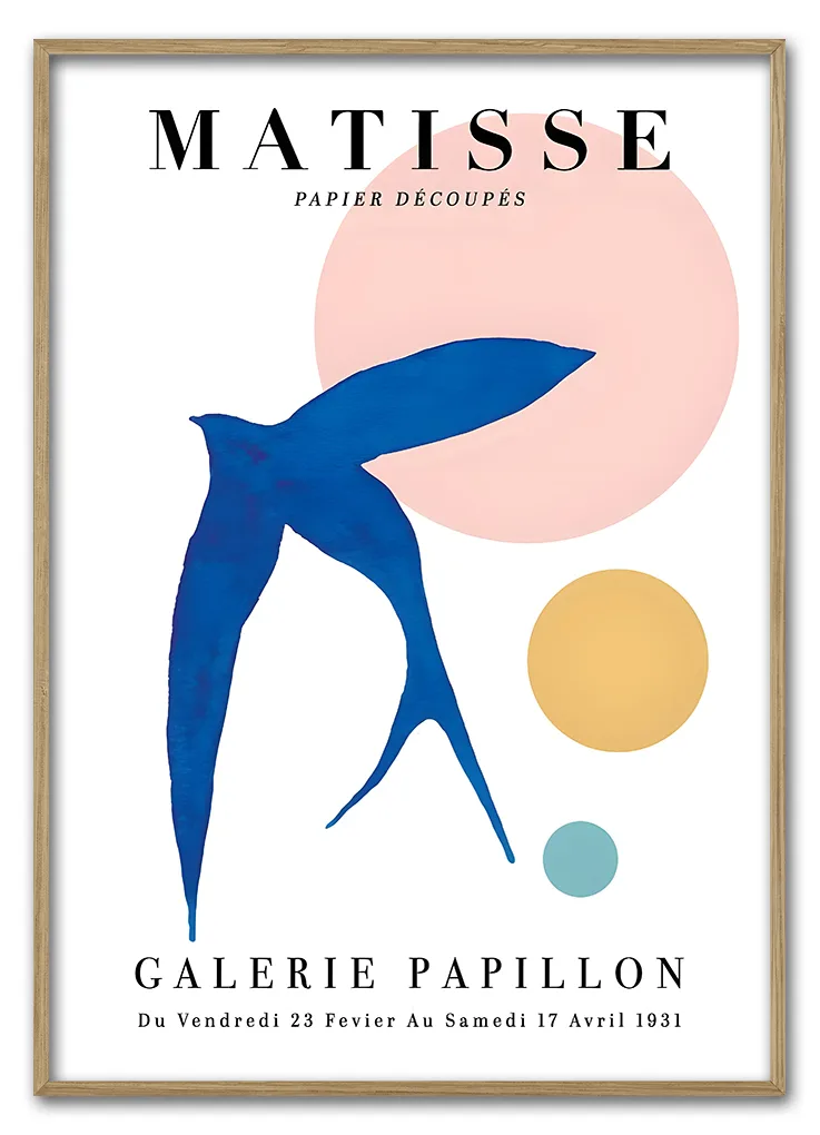 Matisse Bird Cut Out Massiv Eg Matisse Bird Cut Out plakat I massiv egetræsramme