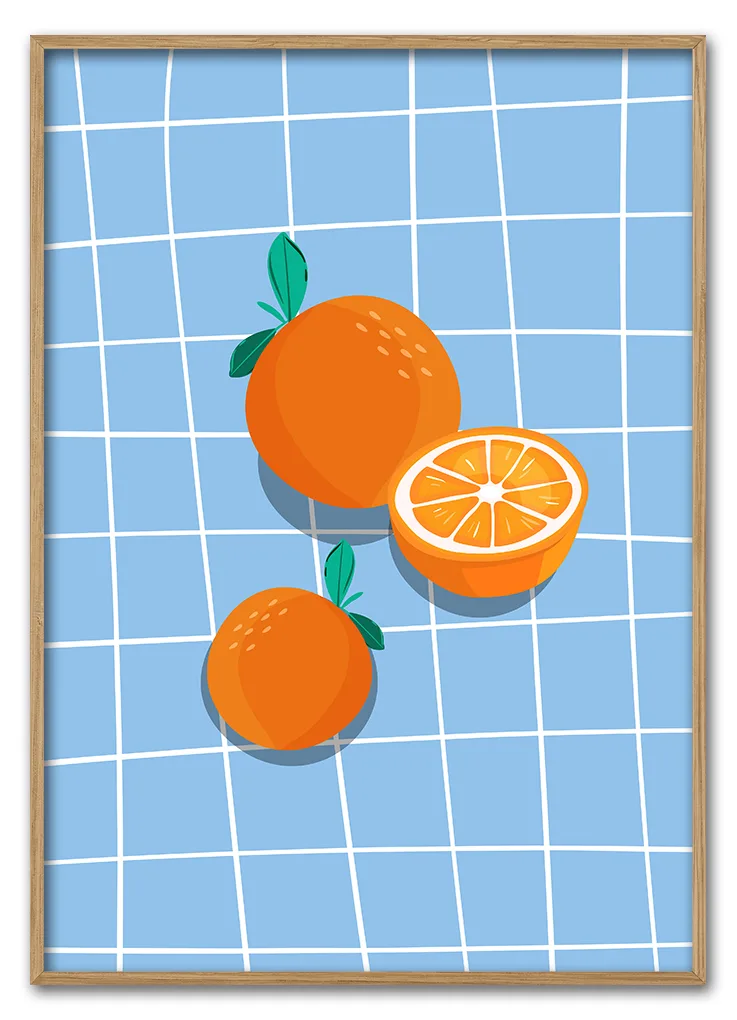 Orange Twist On Blue 50x70 Cm