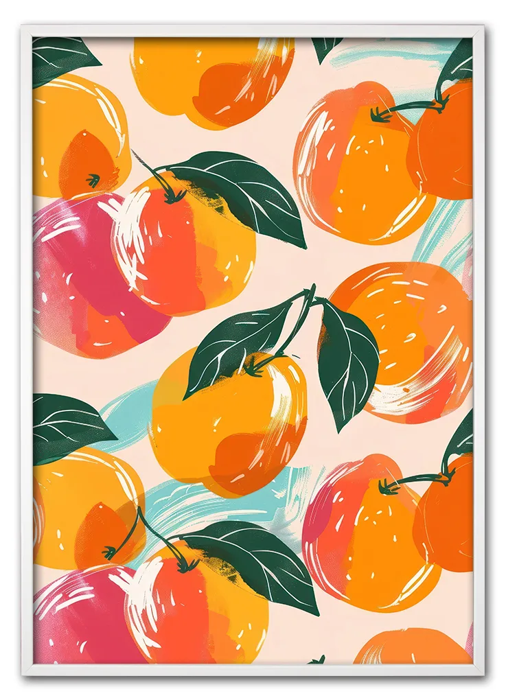 Peach pattern with different colors fruit plant food.